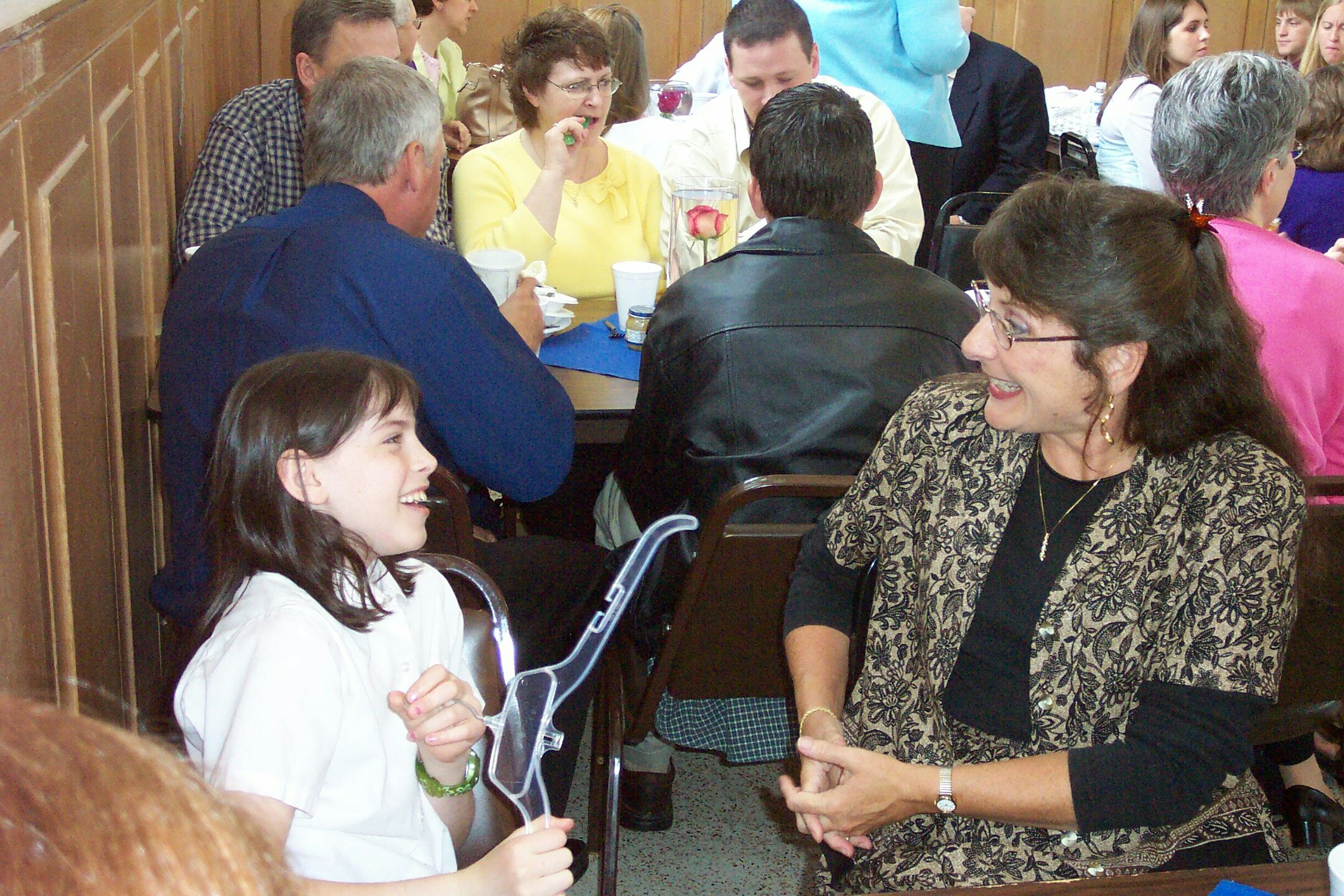 Katherine talking with Teresa Schimpf